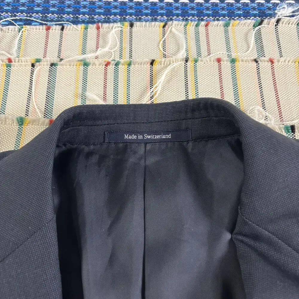 Ermenegildo Zegna Blazer Mens US 38L EU 48L Blue Wool Suit Jacket 2 Button Long